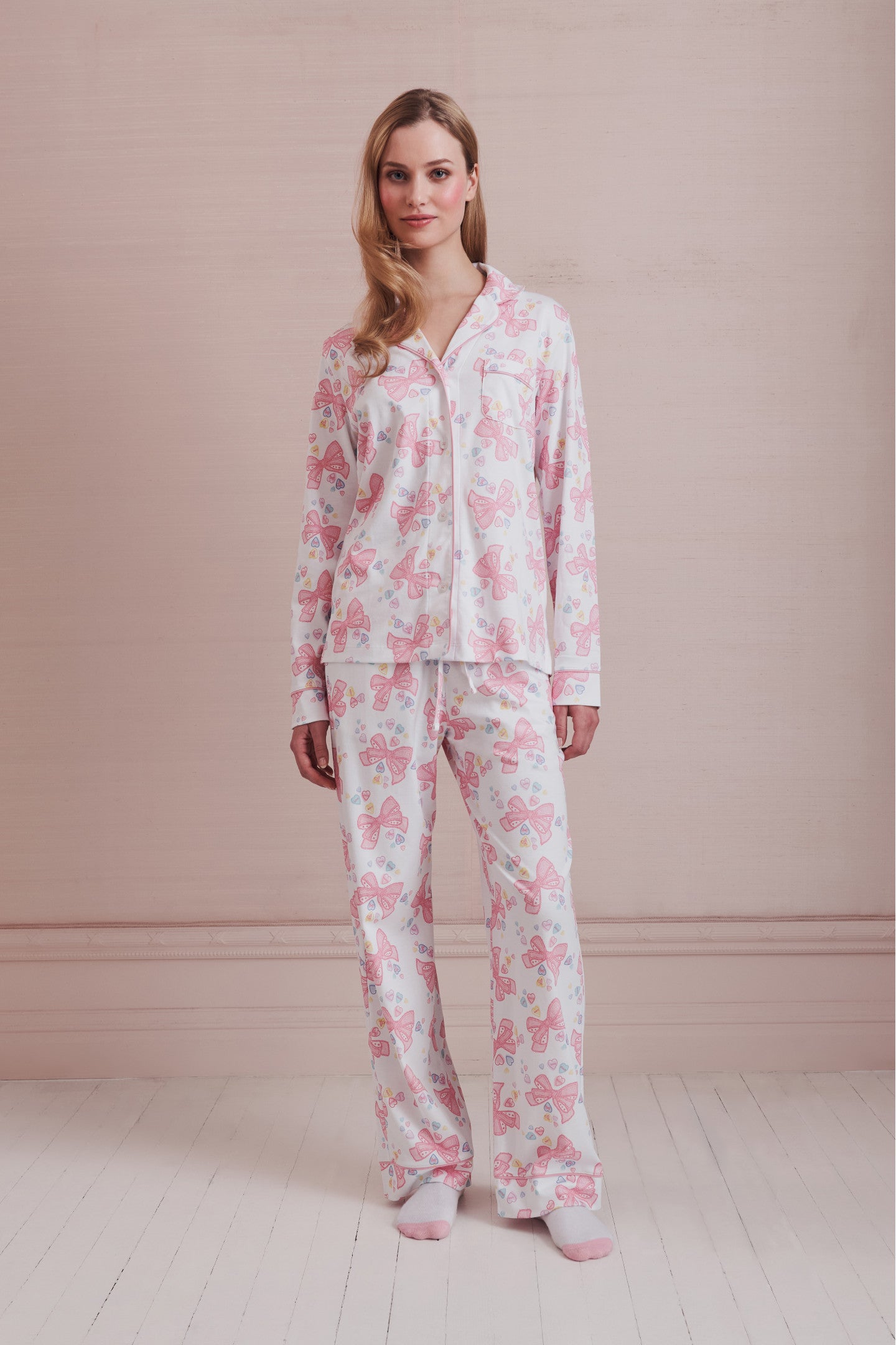 LoveShackFancy x Roller Rabbit Doily Beux Women's Long Sleeve Polo Pajama Set - Image 3