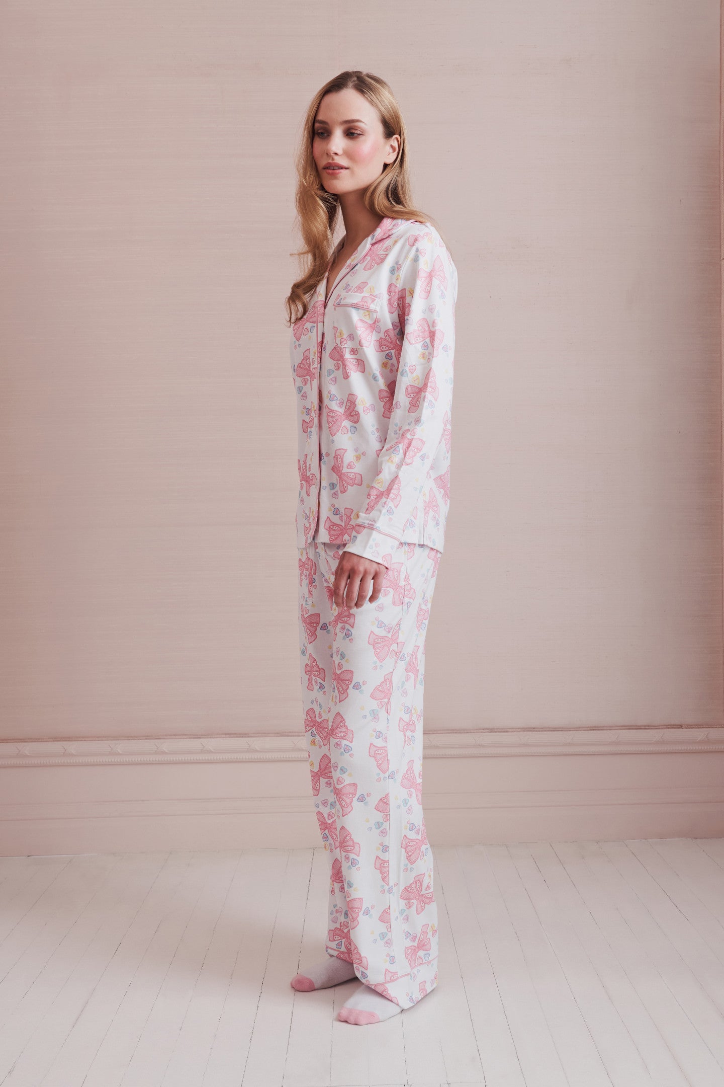 LoveShackFancy x Roller Rabbit Doily Beux Women's Long Sleeve Polo Pajama Set - Image 2