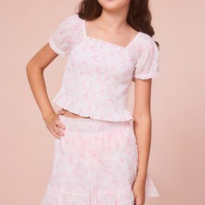Girls Fabielle Bow Print Top