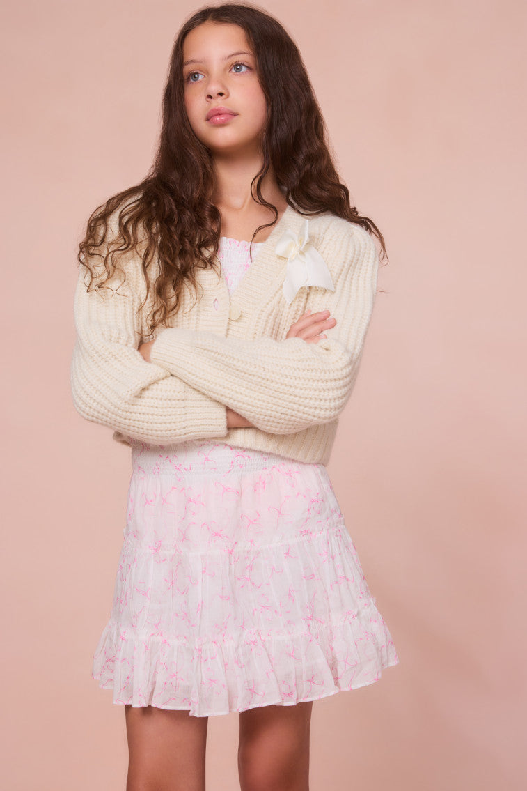 Girls Teisha Alpaca Bow Cardigan - SNOW - Image 4