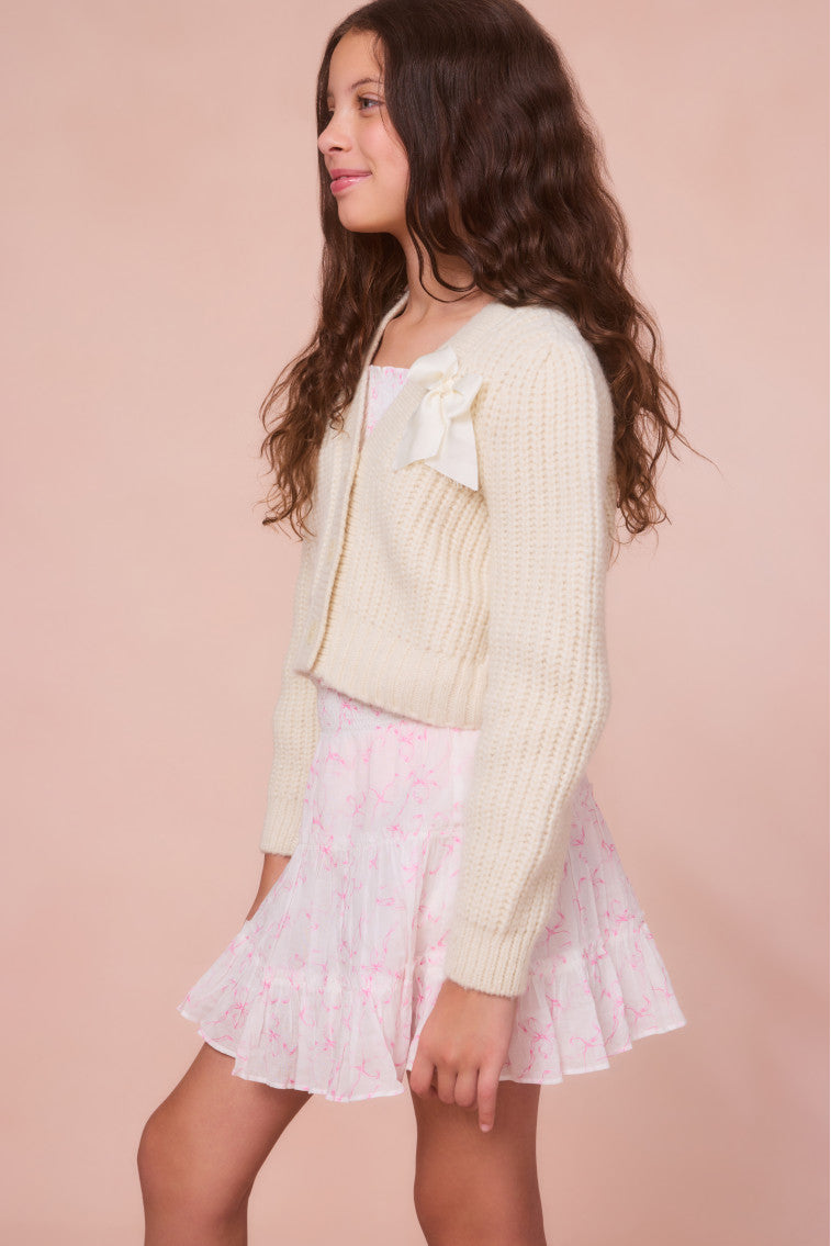 Girls Teisha Alpaca Bow Cardigan - SNOW - Image 2