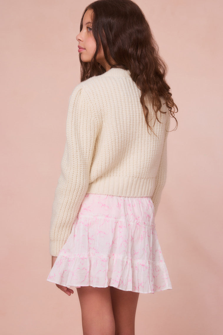 Girls Teisha Alpaca Bow Cardigan - SNOW - Image 3