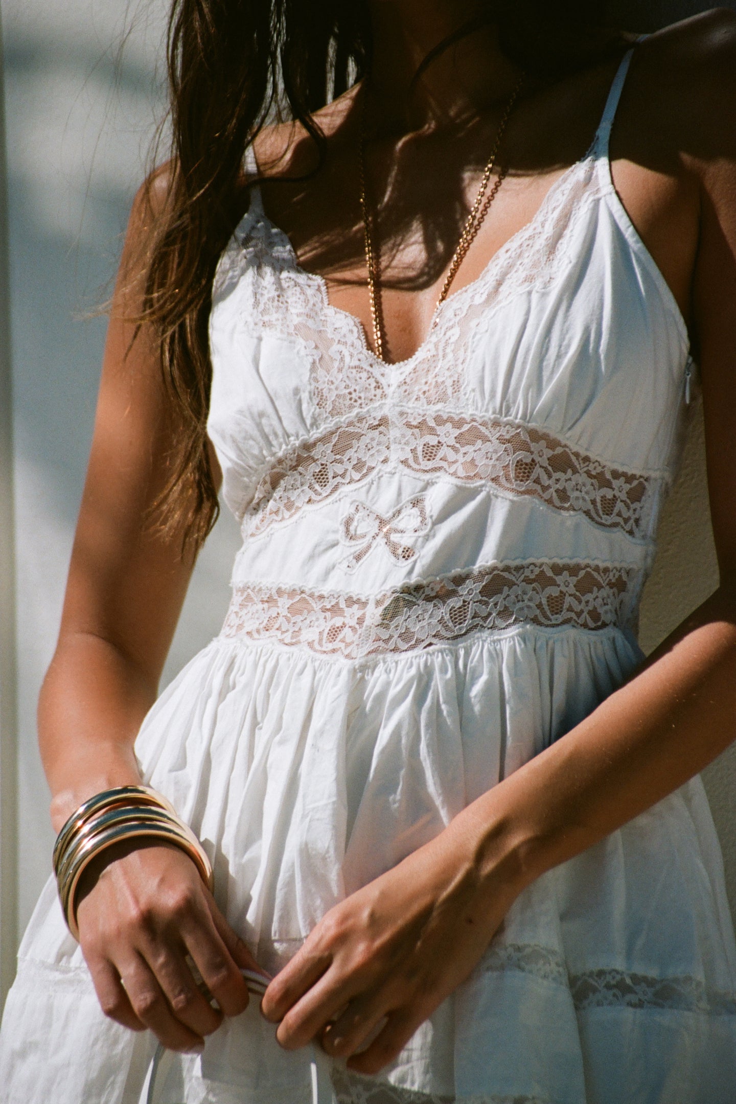 Zima Cotton Lace Bow Mini Dress - Image 10