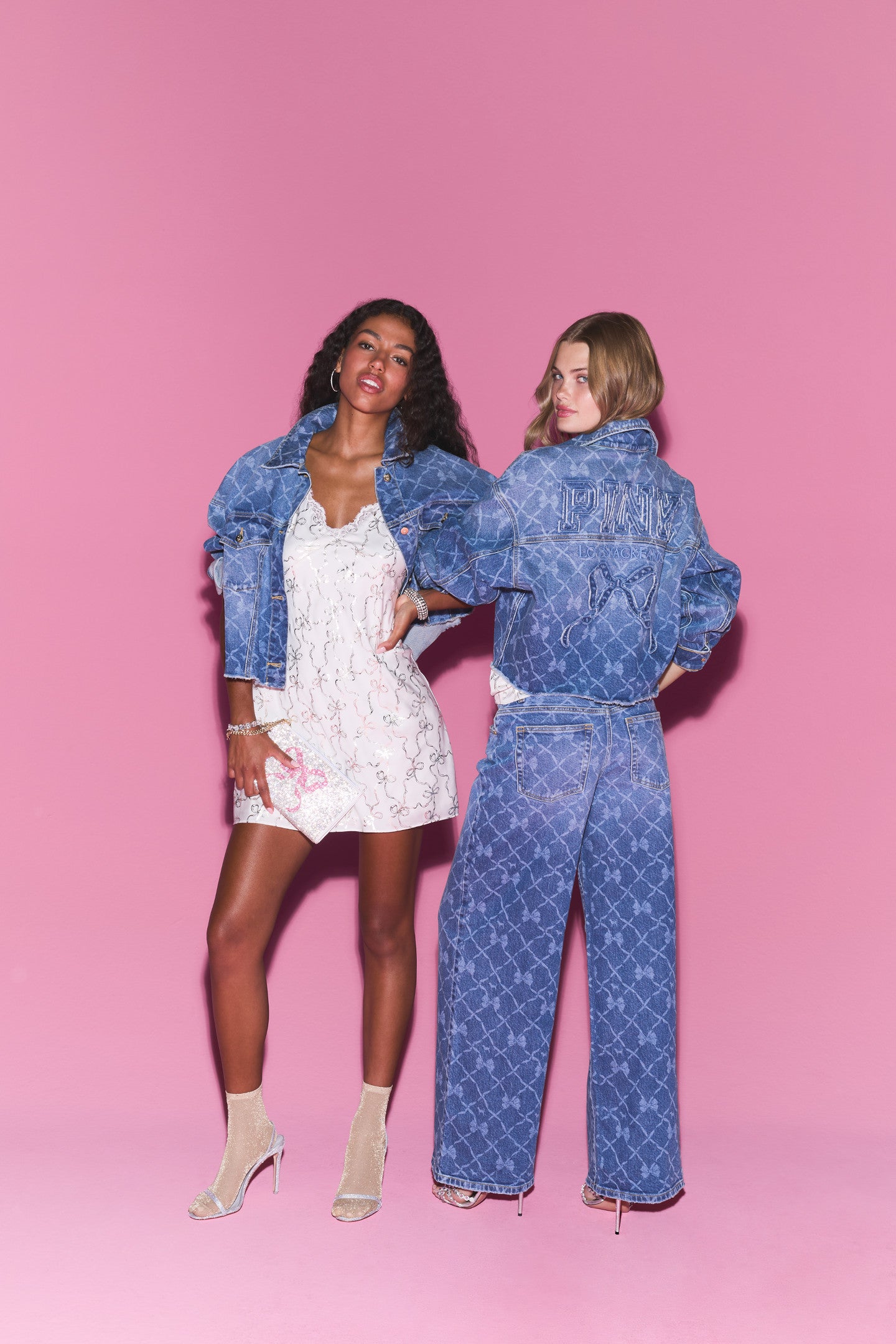 PINK x LoveShackFancy Cropped Denim Jacket - Image 4