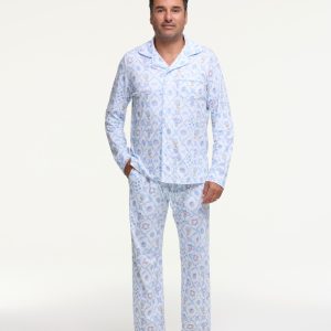LoveShackFancy x Roller Rabbit Mens Starry Nights Lattice Long Sleeve Pajamas