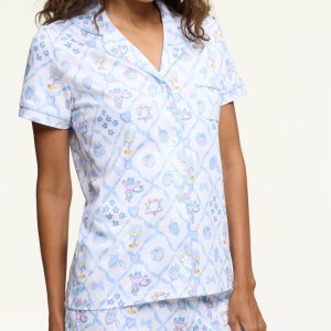 LoveShackFancy x Roller Rabbit Starry Nights Lattice Polo Pajamas