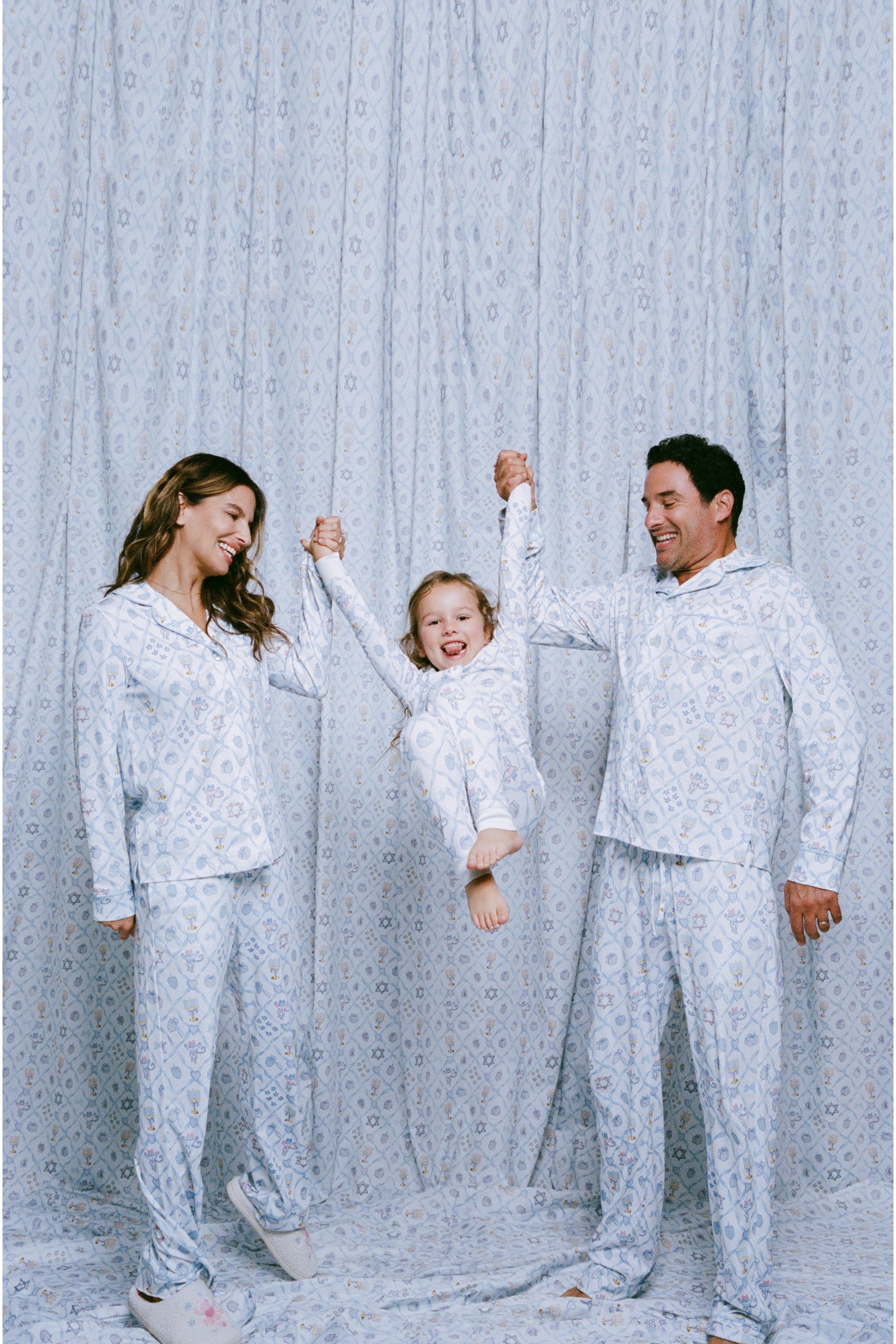 LoveShackFancy x Roller Rabbit Starry Nights Lattice Long Sleeve Polo Pajamas - Image 4