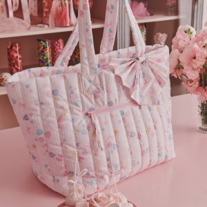 LoveShackFancy x Roller Rabbit Heart Stripe Bow Tote Bag