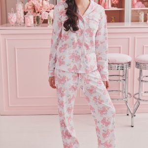 LoveShackFancy x Roller Rabbit Doily Beux Women's Long Sleeve Polo Pajama Set