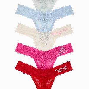 PINK x LoveShackFancy Wink Lace Thong Panties - Pack of 5