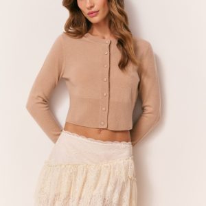 Adeanne Soft Cashmere Cardigan - TOFFEE