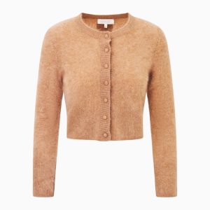 Adeanne Fitted Cashmere Cardigan - BROWN SUGAR