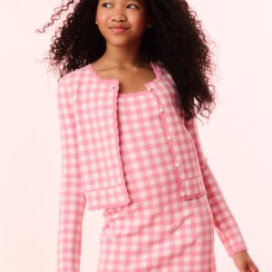Girls Alhambra Checkered Knit Jacket