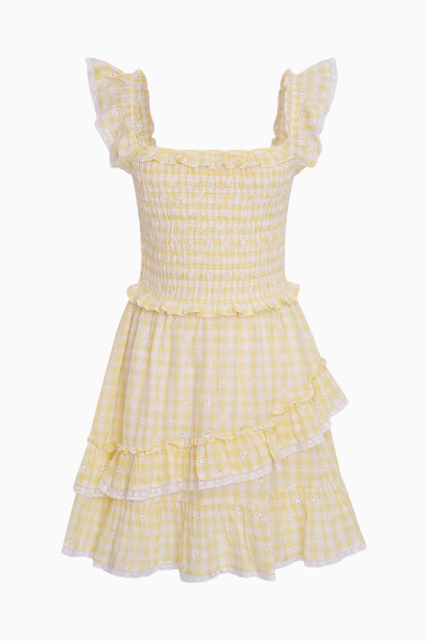 Aline Gingham Eyelet Mini Dress - HONEYCOMB - Image 5