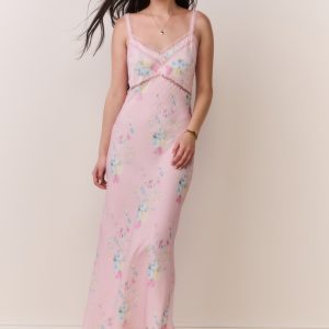 Annabeth Satin Floral Maxi Slip Dress