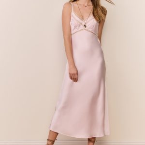 Annabeth Embroidered Satin Midi Dress
