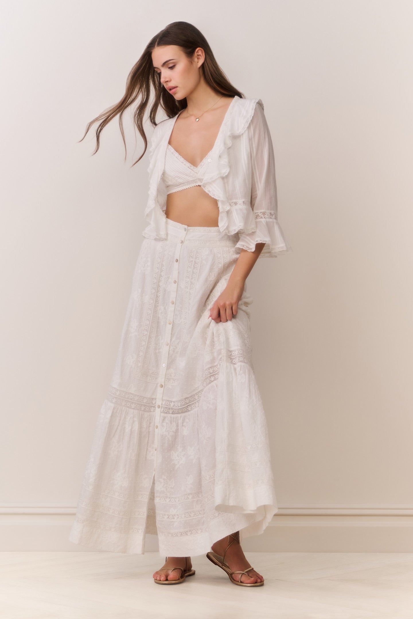 Araminta Cotton Victorian Maxi Skirt - Image 2
