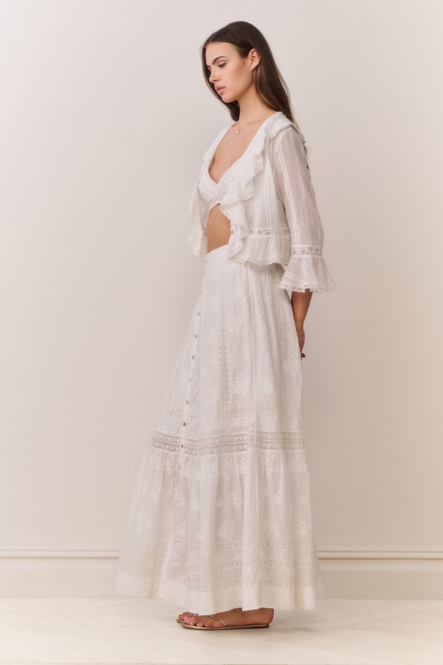 Araminta Cotton Victorian Maxi Skirt - Image 4