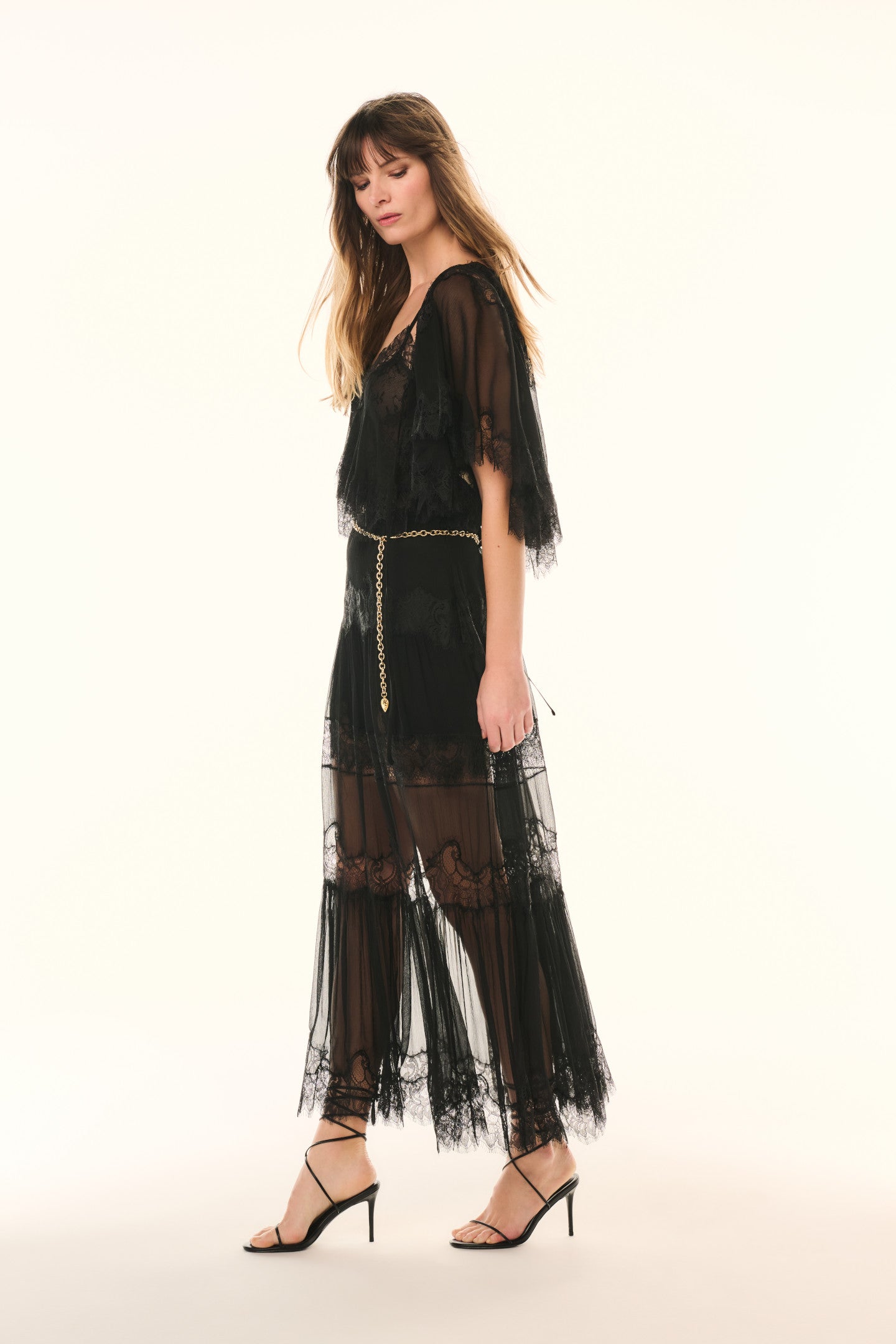 Aureline Silk Lace Pleated Maxi Skirt - Image 3
