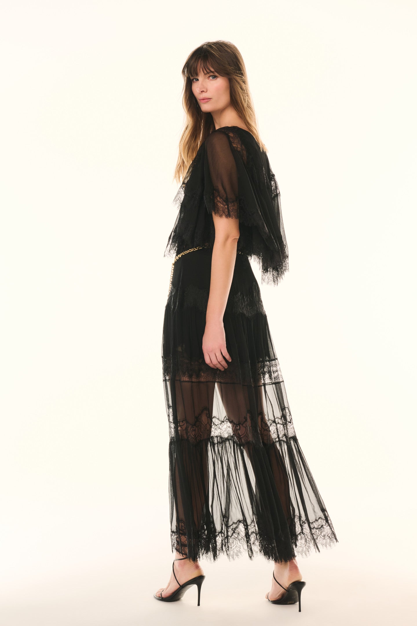 Aureline Silk Lace Pleated Maxi Skirt - Image 4