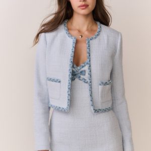 Azula Denim-Trimmed Tweed Jacket