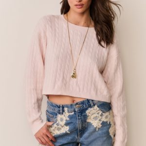 Filomena Cropped Cable Knit Pullover