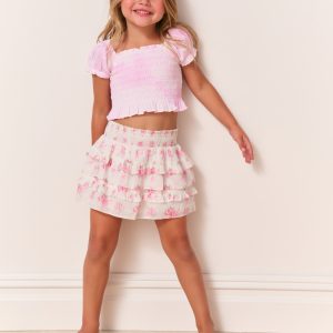 Girls Billie Pink Floral Skirt
