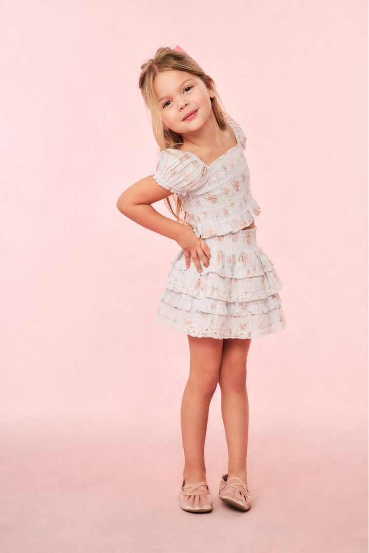 Girls Billie Blue Floral Mini Skirt - Image 2