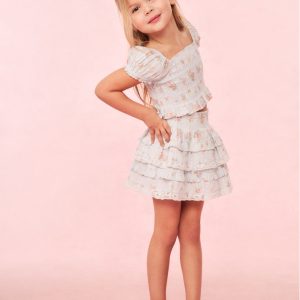 Girls Fabielle Blue Floral Top