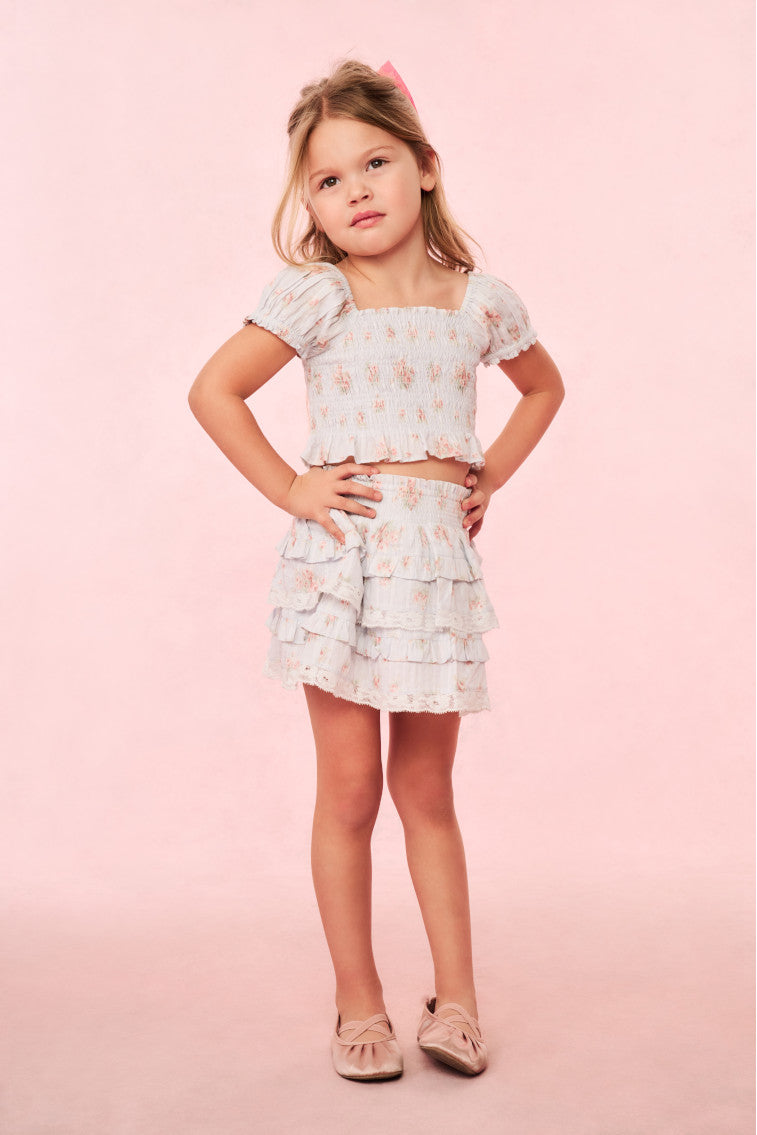 Girls Fabielle Blue Floral Top - Image 2
