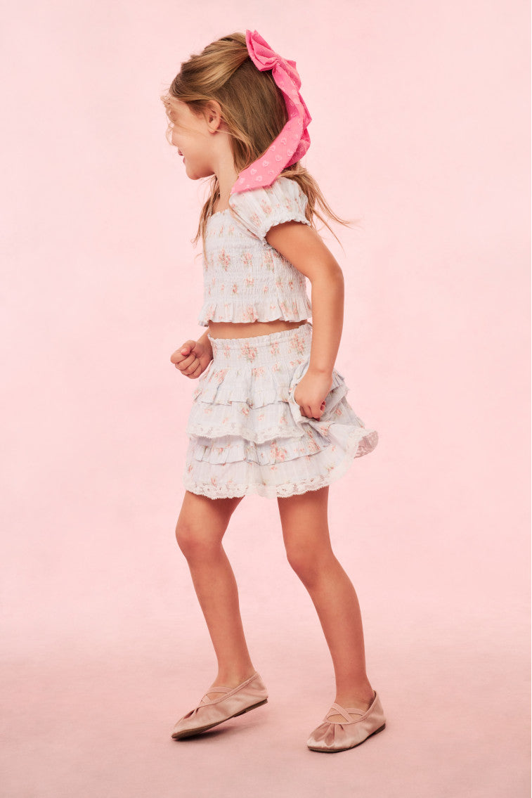 Girls Billie Blue Floral Mini Skirt - Image 3