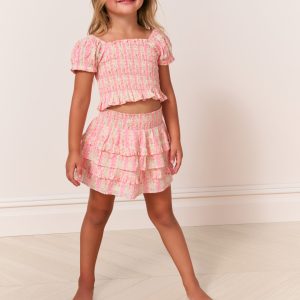 Girls Billie Heirloom Print Skirt - STRAWBERRY MACAROON