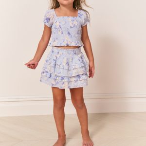 Girls Billie Heirloom Print Skirt - WHISPER BLUE
