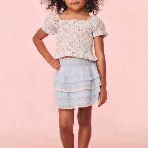 Girls Billie Blue Cotton Mini Skirt