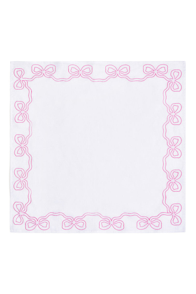 Embroidered Linen Bow Napkins - Set of 4 - Image 3