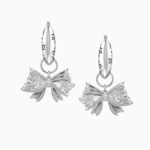 Kendra Scott x LoveShackFancy Bow Silver Huggie Earrings