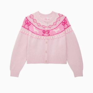 PINK x LoveShackFancy Fairisle Boxy Crew Cardigan Sweater