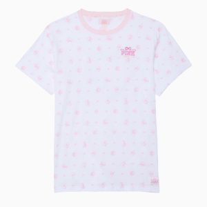 PINK x LoveShackFancy Campus Cotton Tee - ROSE DOT WHITE