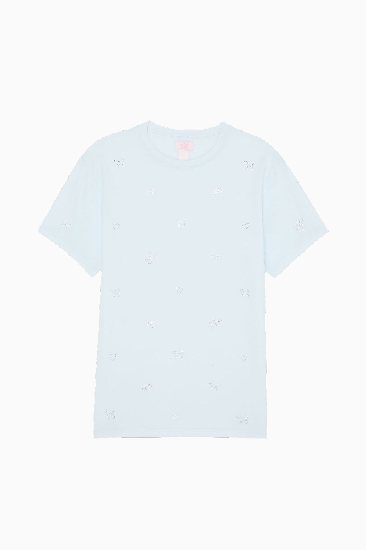 PINK x LoveShackFancy Campus Cotton Tee - GLACIAL MIST
