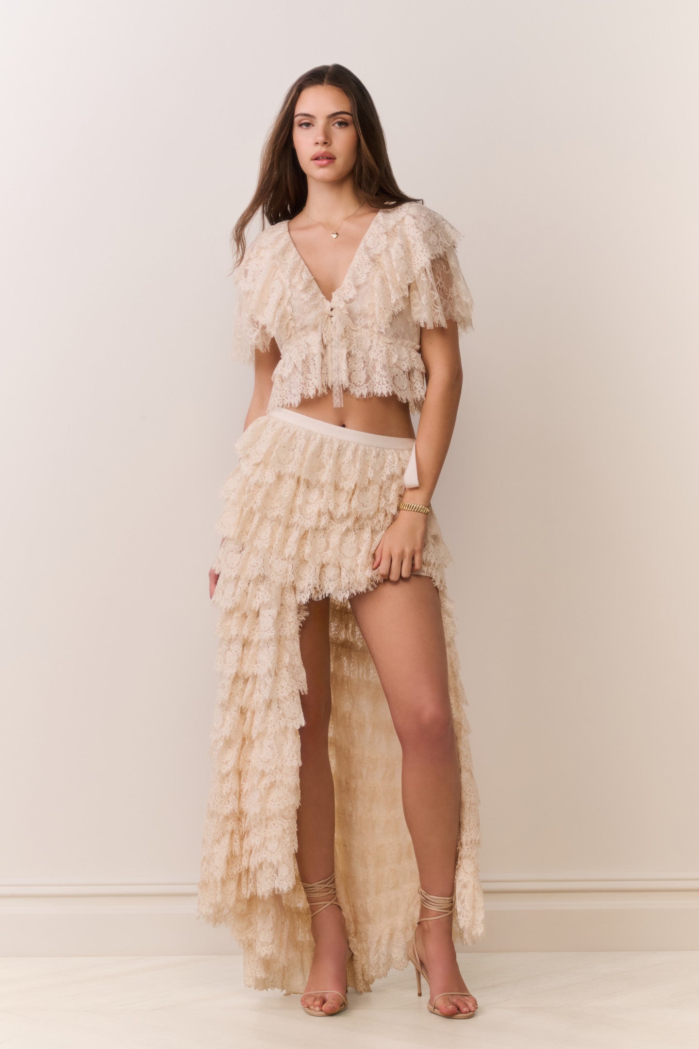 Camilia Lace Ruffle High-Low Skirt - Image 4