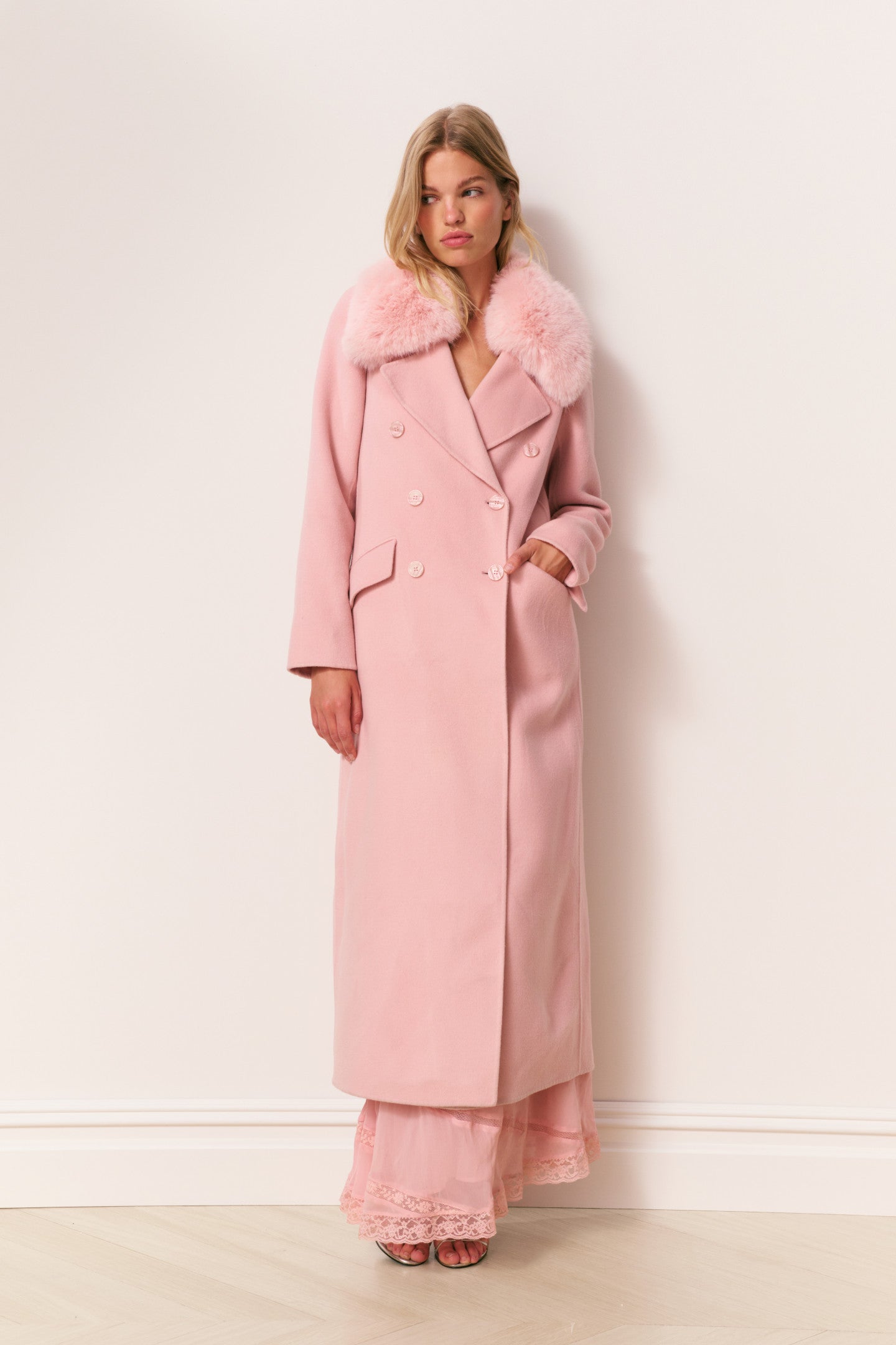 Char Faux Fur Collar Wool Coat - Image 6