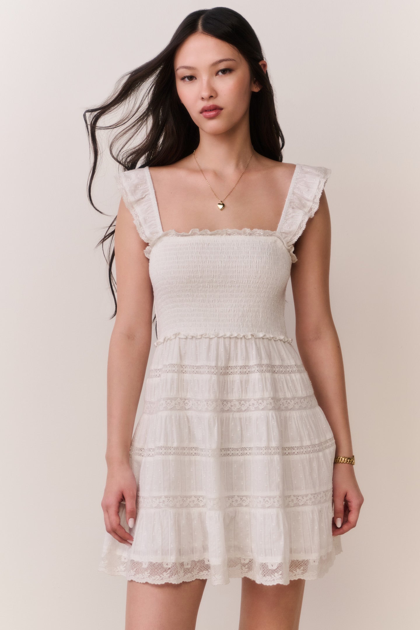 Colbera Lace-Trimmed Cotton Mini Dress - Image 2