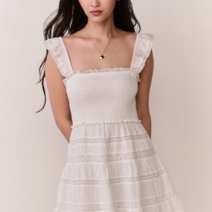 Colbera Lace-Trimmed Cotton Mini Dress