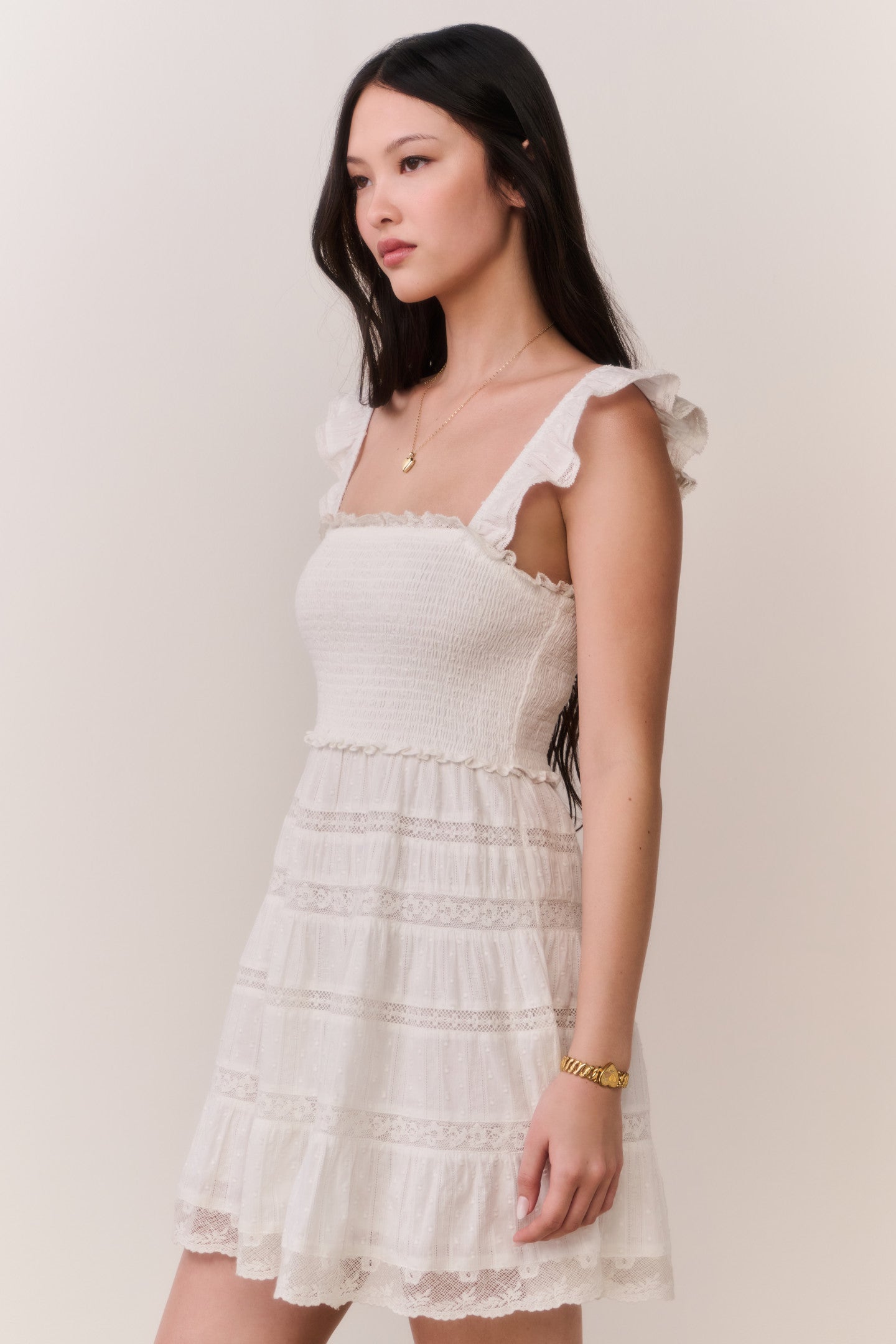 Colbera Lace-Trimmed Cotton Mini Dress - Image 3