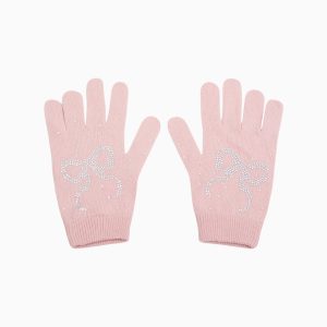 Coline Rhinestone Bow Wool-Blend Gloves