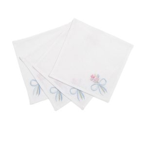 Bow Cocktail Napkins Set Of 4- SUMMER BLUES