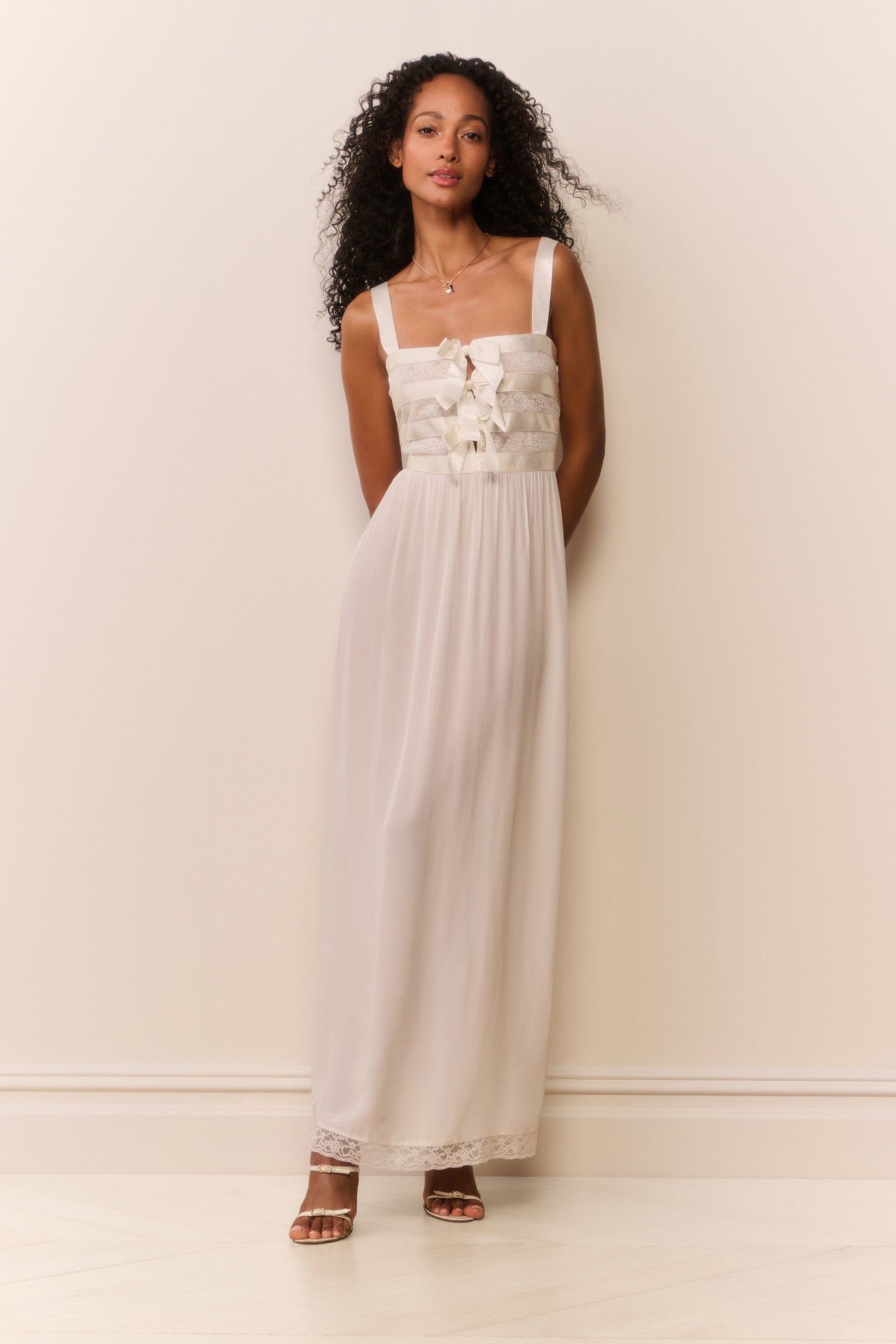 Lovelace Banded Bow Maxi Dress