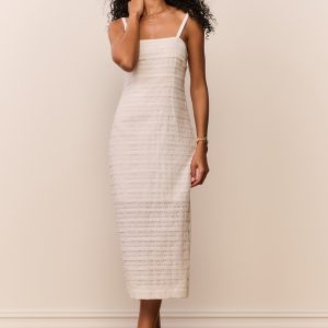 Verna Lace Stripe Midi Dress