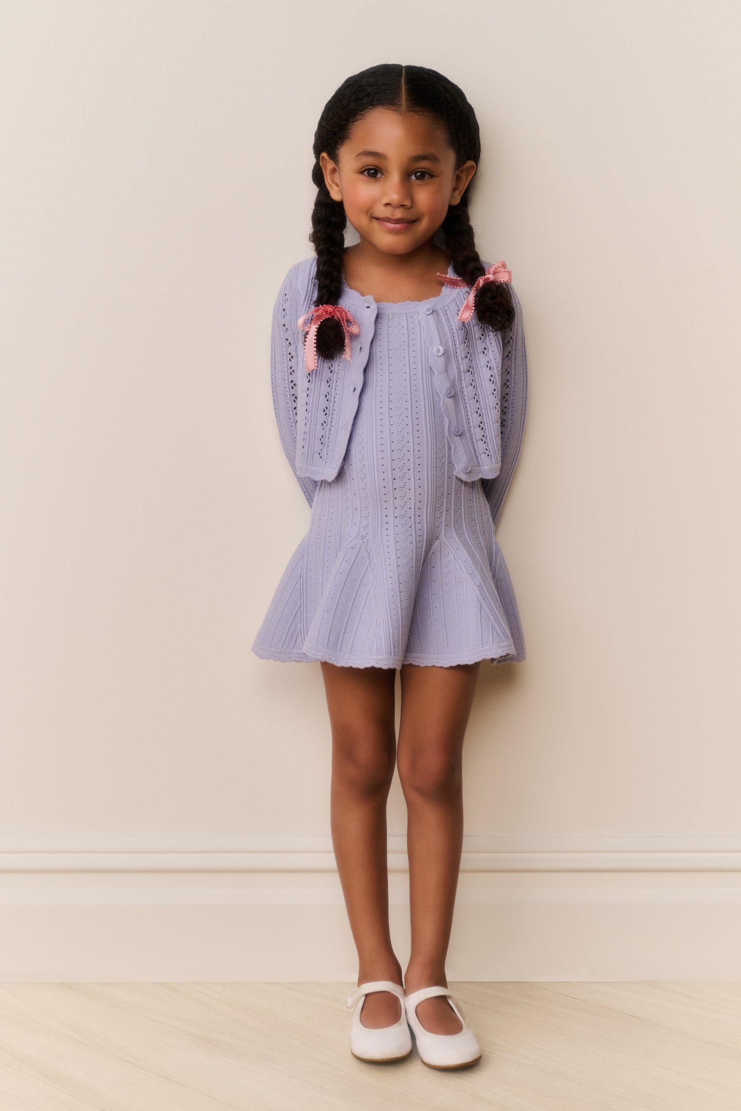 Little Girls Emlynn Pointelle Cardigan - Image 3