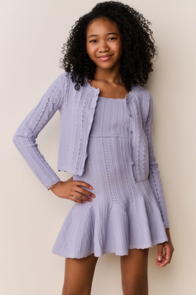 Tween Emlynn Stretch Pointelle Cardigan
